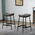 Breakfast Bar Stools Set of 2, Microfibre Upholstered Barstools, Industrial Bar Chairs with Curved Seat and Steel Frame for Dining Room, Kitchen, Grey