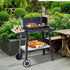 Trolley Charcoal BBQ Barbecue Grill Outdoor Patio Garden Heating Smoker with Side Trays Storage Shelf and Wheels