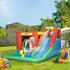 Kids Inflatable Bouncy Castle Water Slide 6 in 1 Bounce House Jumping Castle Water Pool Gun Climbing Wall Basketball Hoop with Air Blower for Summer Playland