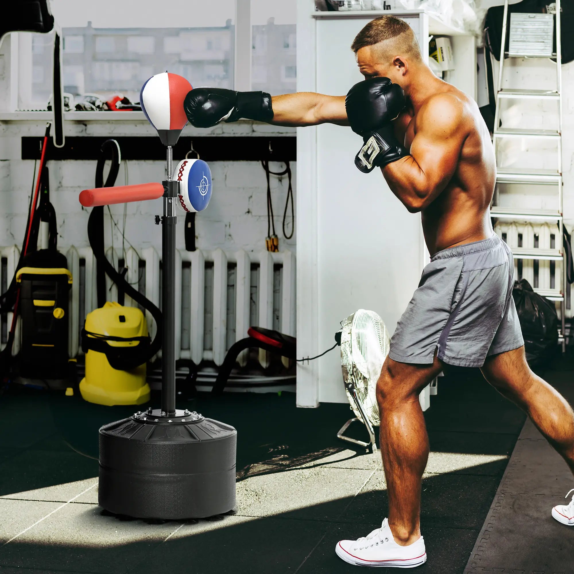 Adjustable Speed Bag, Boxing Bag, with Sand, Reflex Bar, Punching Pad, Multicoloured