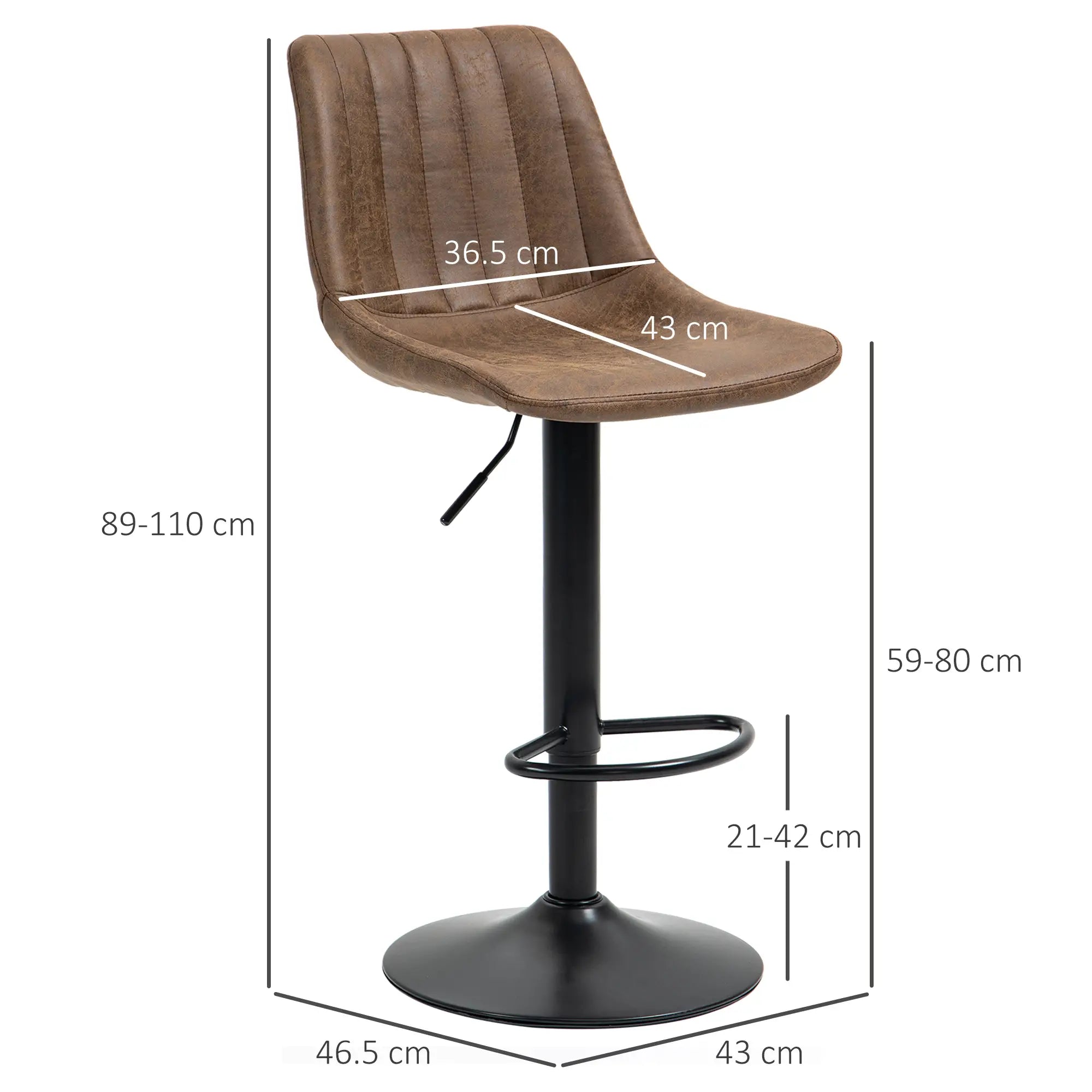 Bar Stools Set of 2, Swivel Counter Height Barstools with Back, Adjustable Bar Chairs, Breakfast Dining Stools for Kitchen Island Counter with Adjustable Steel Footrest & Base, Brown 5