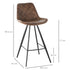 Set Of 2 Bar Stools Vintage Microfiber Cloth Tub Seats Padded Comfortable Steel Frame Footrest Quilted Home Bar Cafe Kitchen Chair Stylish Brown