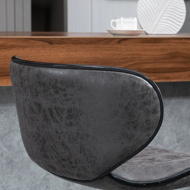Adjustable Bar Stools Set of 2, Swivel Leathaire Upholstered Barstools with Large Seat, Breakfast Bar Chairs with Back, Footrest and Steel Base, Dark Grey