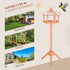 Wooden Bird Table Free Standing Feeder Garden Sheltered Feeding Station Parrot Stand Birdhouse Φ40x113cm