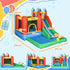 Kids Inflatable Bouncy Castle Water Slide 6 in 1 Bounce House Jumping Castle Water Pool Gun Climbing Wall Basketball Hoop with Air Blower for Summer Playland