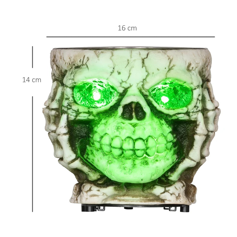 5.5" Skeleton Candy Bowl Outdoor Halloween Decoration, Halloween Prop with Sound Activated, Light Up Eyes, Sound Effects for Haunted House
