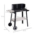 Trolley Charcoal BBQ Barbecue Grill Outdoor Patio Garden Heating Smoker with Side Trays Storage Shelf and Wheels