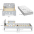 Kids Toddler Bed, with Star and Moon Patterns, Side Rails, for Ages 3-6 Years - Grey