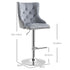 Bar Stools Set of 2, Modern Swivel & Adjustable Velvet Barstools with Button Tufted Back, Footrest, Nailhead Trim for Home Bar, Grey