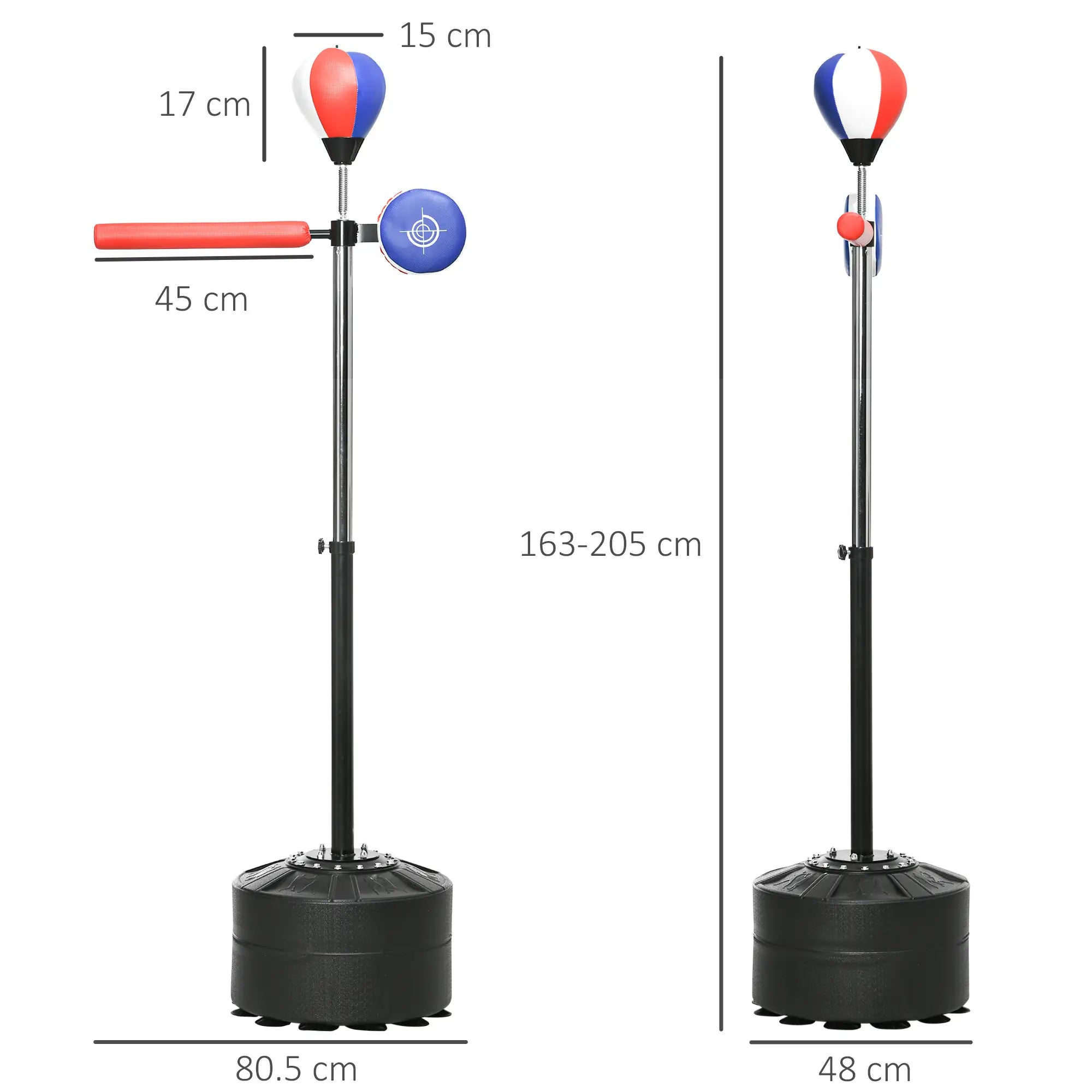Adjustable Speed Bag, Boxing Bag, with Sand, Reflex Bar, Punching Pad, Multicoloured