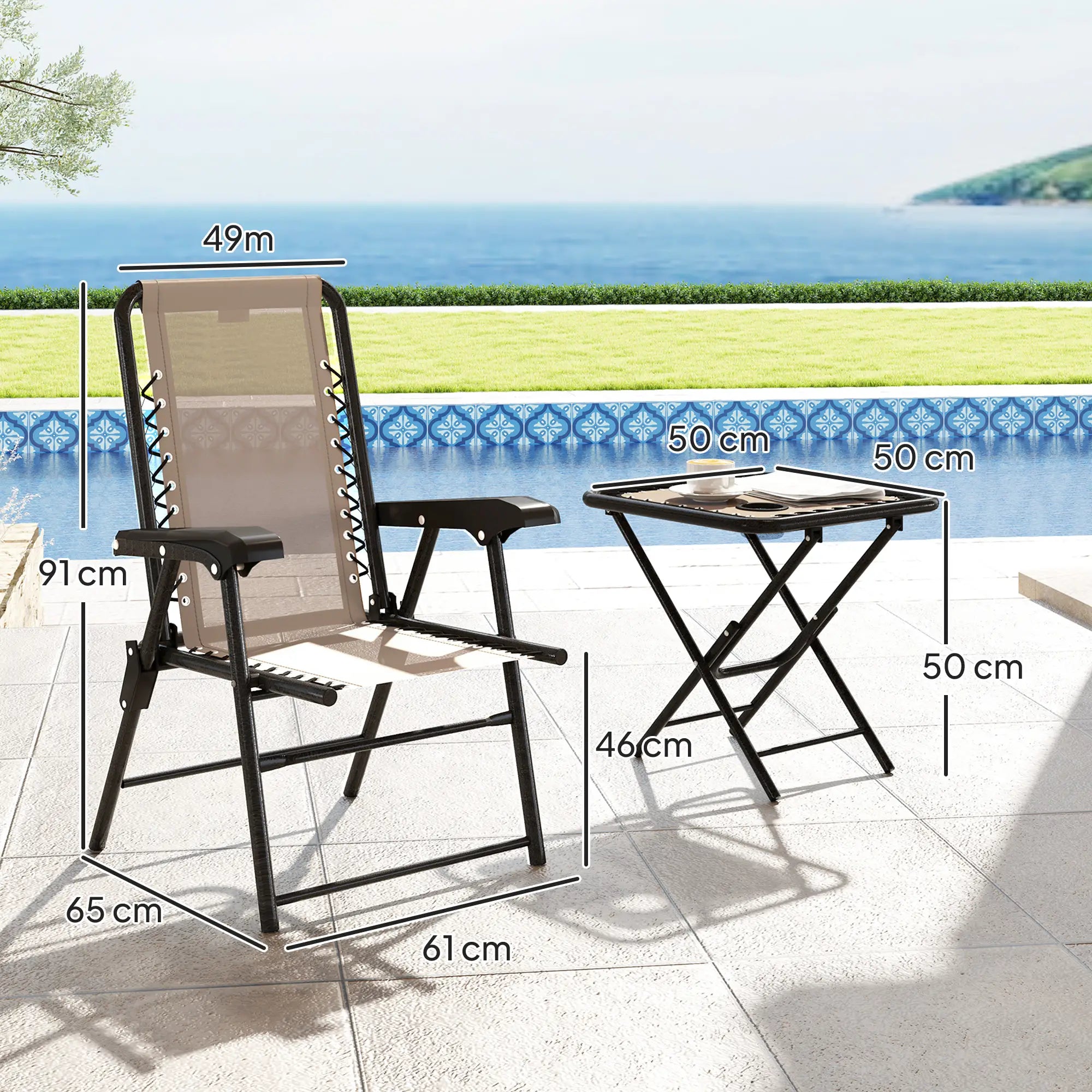 Three-Piece Garden Table and Chair Set - Khaki
