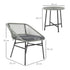 3 Pieces Rattan Bistro Set, Wicker Small Garden Table and Chairs Set with Cushions and Glass Top Coffee Table, Bistro Garden Furniture Set for Outdoor, Patio, Balcony, Light Grey