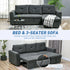 3 Seater Sofa Bed, L Shaped Pull Out Sofa Bed with Storage, Convertible Click Clack Settee Sectional Sleeper Futon for Living Room, Office, Dark Grey