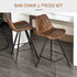 Set Of 2 Bar Stools Vintage Microfiber Cloth Tub Seats Padded Comfortable Steel Frame Footrest Quilted Home Bar Cafe Kitchen Chair Stylish Brown
