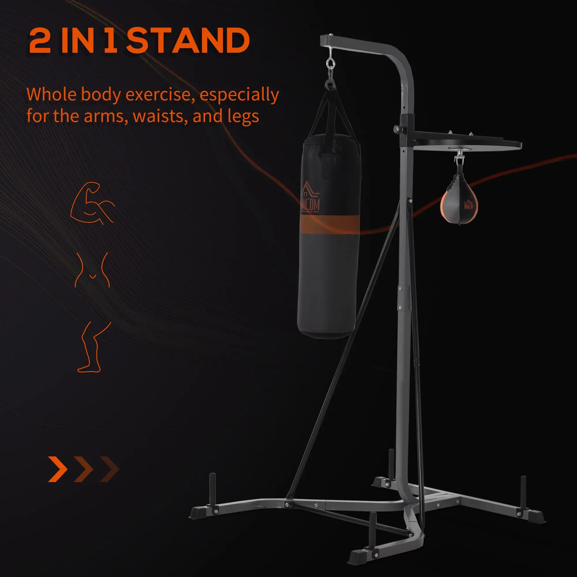 Freestanding Boxing Punch Bag & Speed ball Station, for Home Gym, Grey