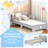 Kids Toddler Bed, with Star and Moon Patterns, Side Rails, for Ages 3-6 Years - Grey