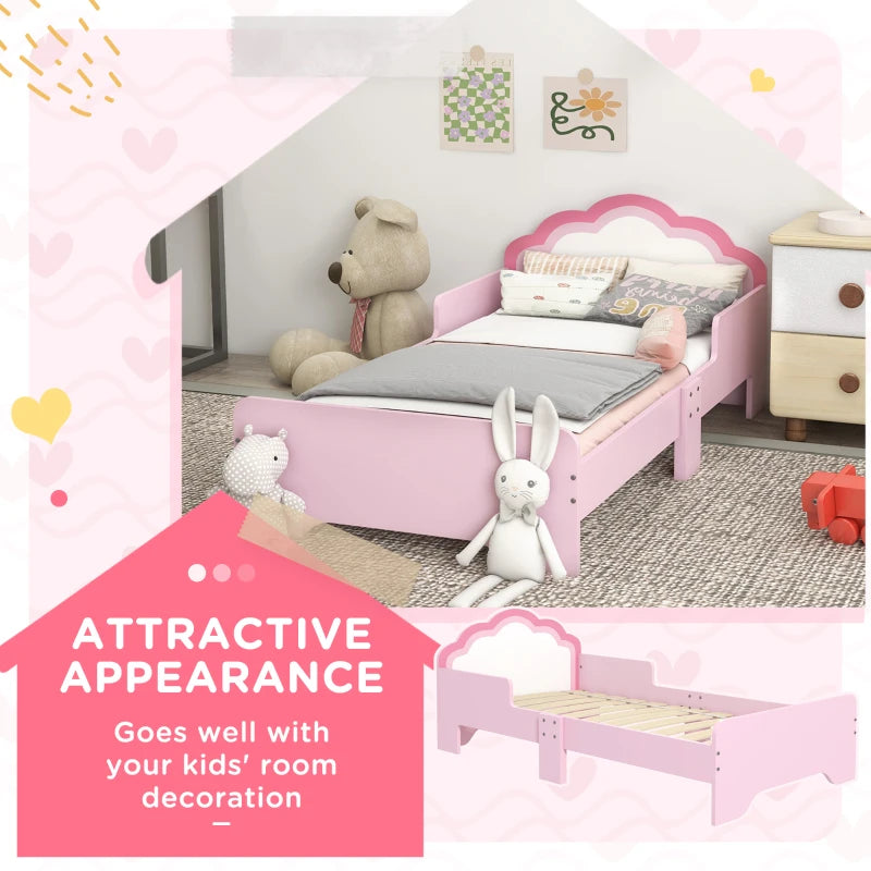 Toddler Bed Frame, Princess Bed for Kids, Cloud-Design, 143 x 74 x 55cm - Pink