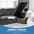 3 Seater Sofa Bed, L Shaped Pull Out Sofa Bed with Storage, Convertible Click Clack Settee Sectional Sleeper Futon for Living Room, Office, Dark Grey