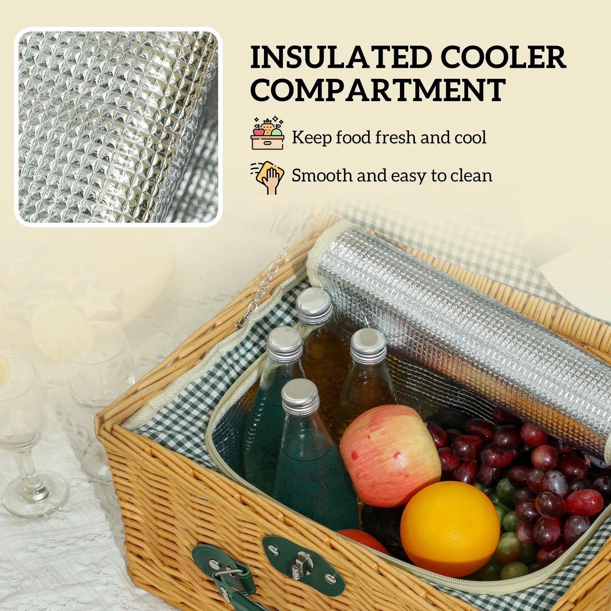 Two-Person Picnic Set, with Wicker Basket