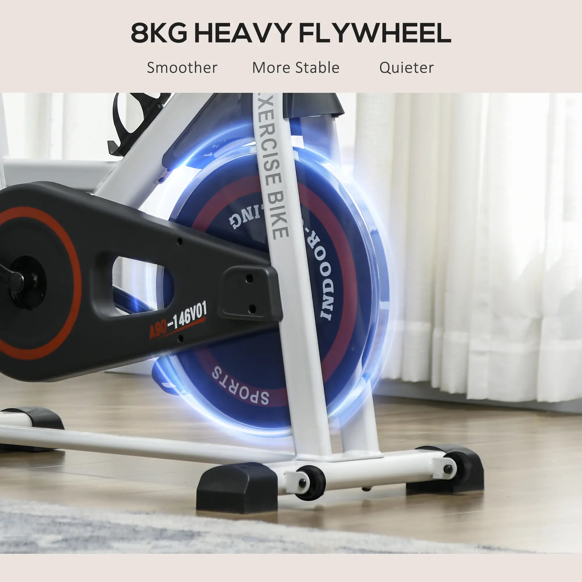 Exercise Bike, 8kg Flywheel Stationary Bike Indoor Cycling Machine with Adjustable Resistance Seat Handlebar, Black