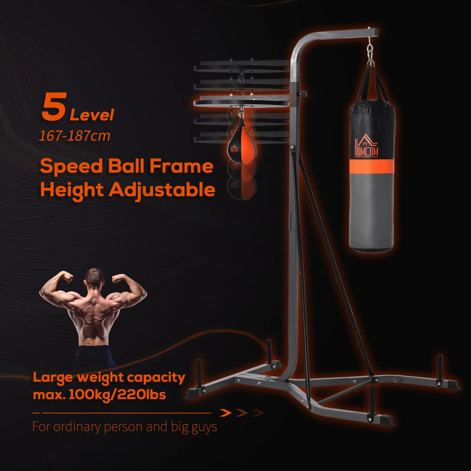Freestanding Boxing Punch Bag & Speed ball Station, for Home Gym, Grey
