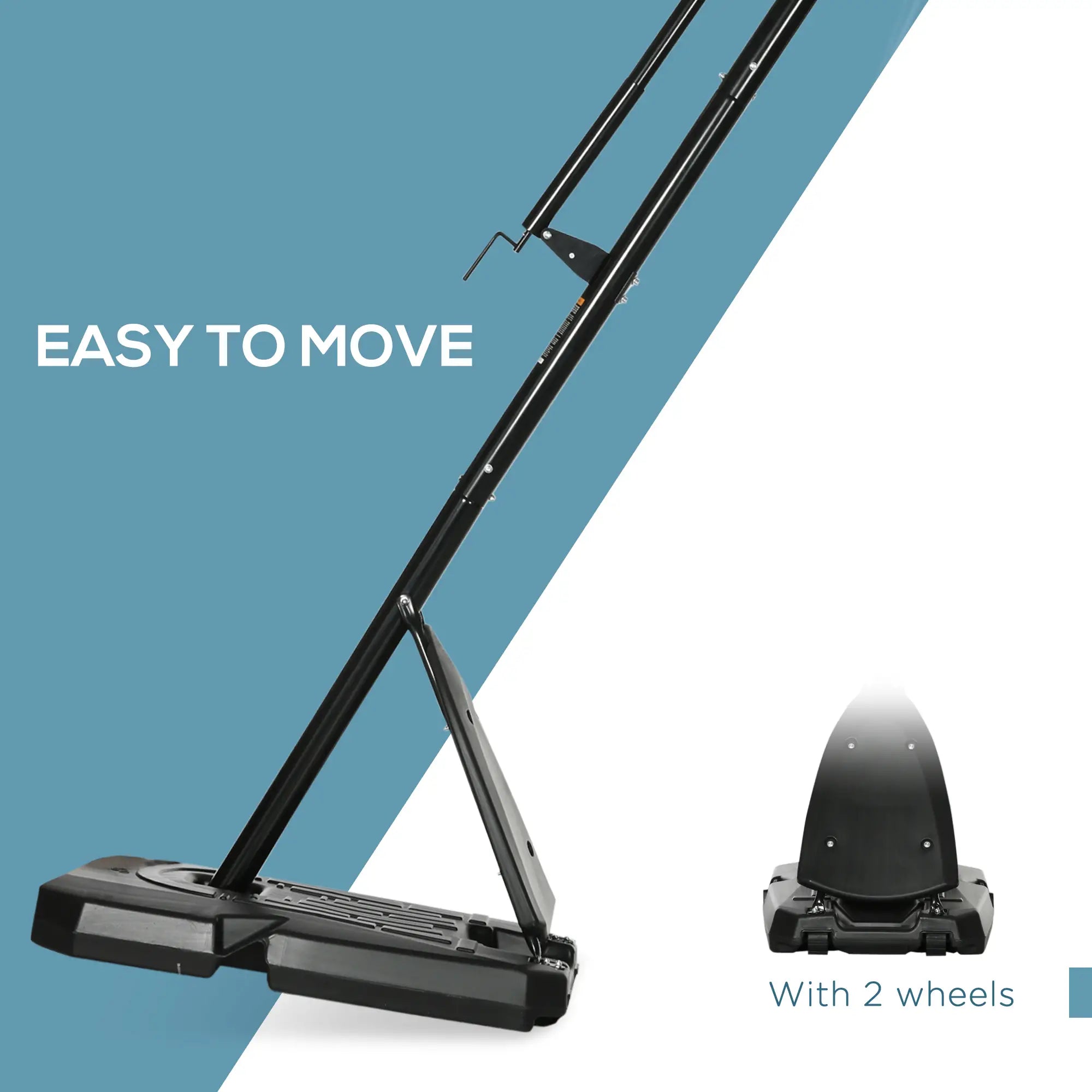2.4-2.9m Adjustable Basketball Hoop and Stand with Weighted Base, Portable on Wheels, Black
