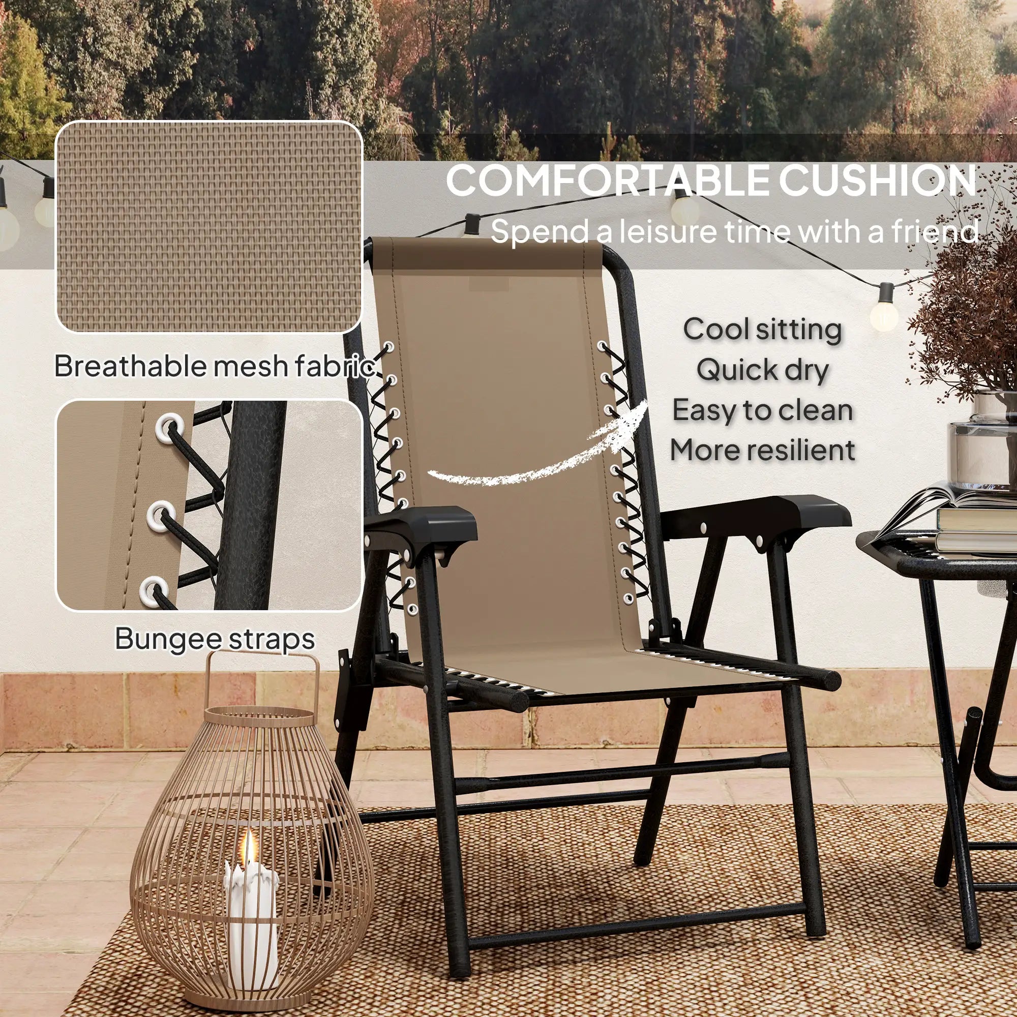 Three-Piece Garden Table and Chair Set - Khaki