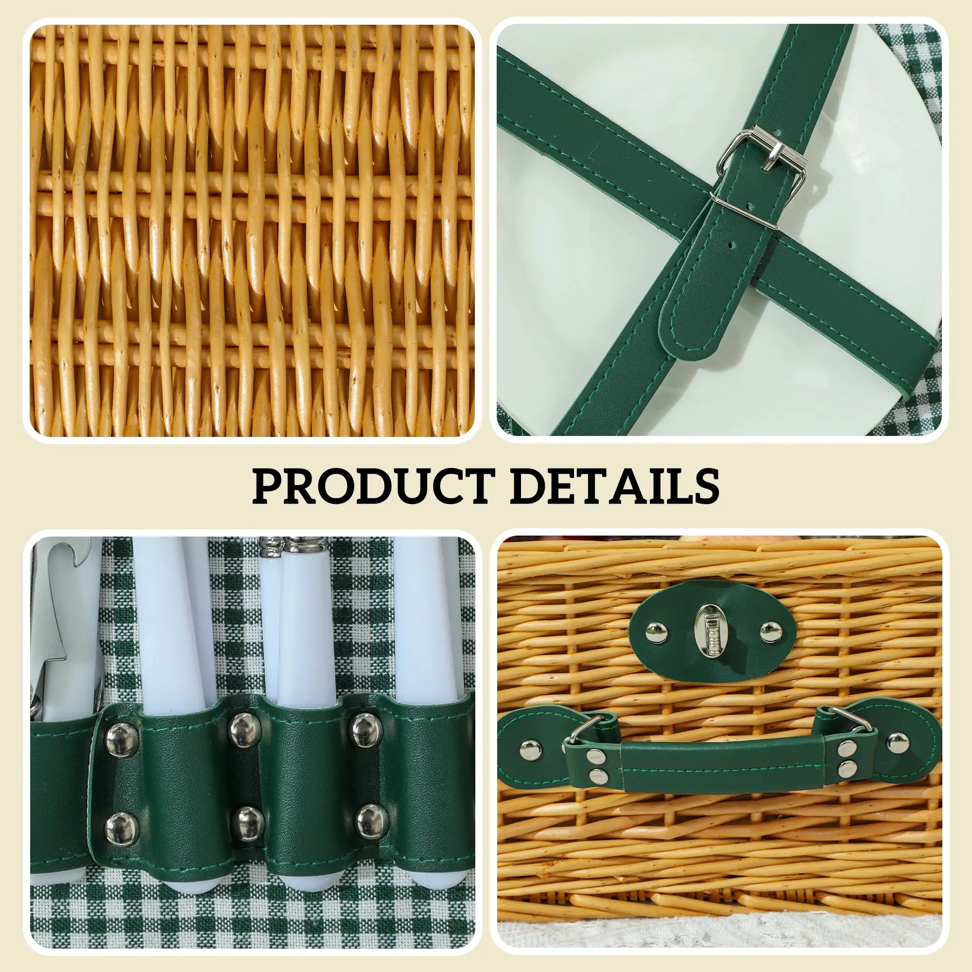 Two-Person Picnic Set, with Wicker Basket