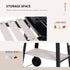 Trolley Charcoal BBQ Barbecue Grill Outdoor Patio Garden Heating Smoker with Side Trays Storage Shelf and Wheels