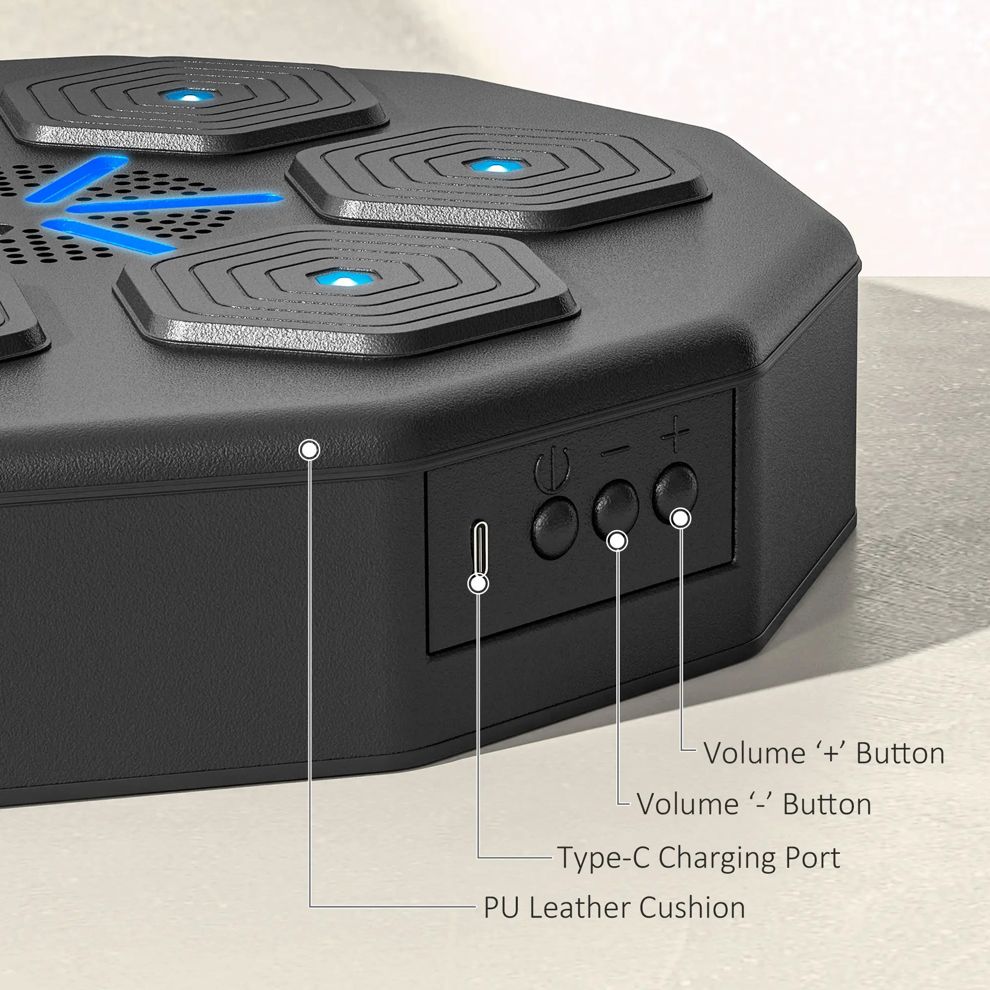 Music Boxing Machine with Bluetooth Connection and LED Light Smart, Wall Mounted for Punching Beat Boxing Training