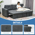 3 Seater Sofa Bed, L Shaped Pull Out Sofa Bed with Storage, Convertible Click Clack Settee Sectional Sleeper Futon for Living Room, Office, Dark Grey