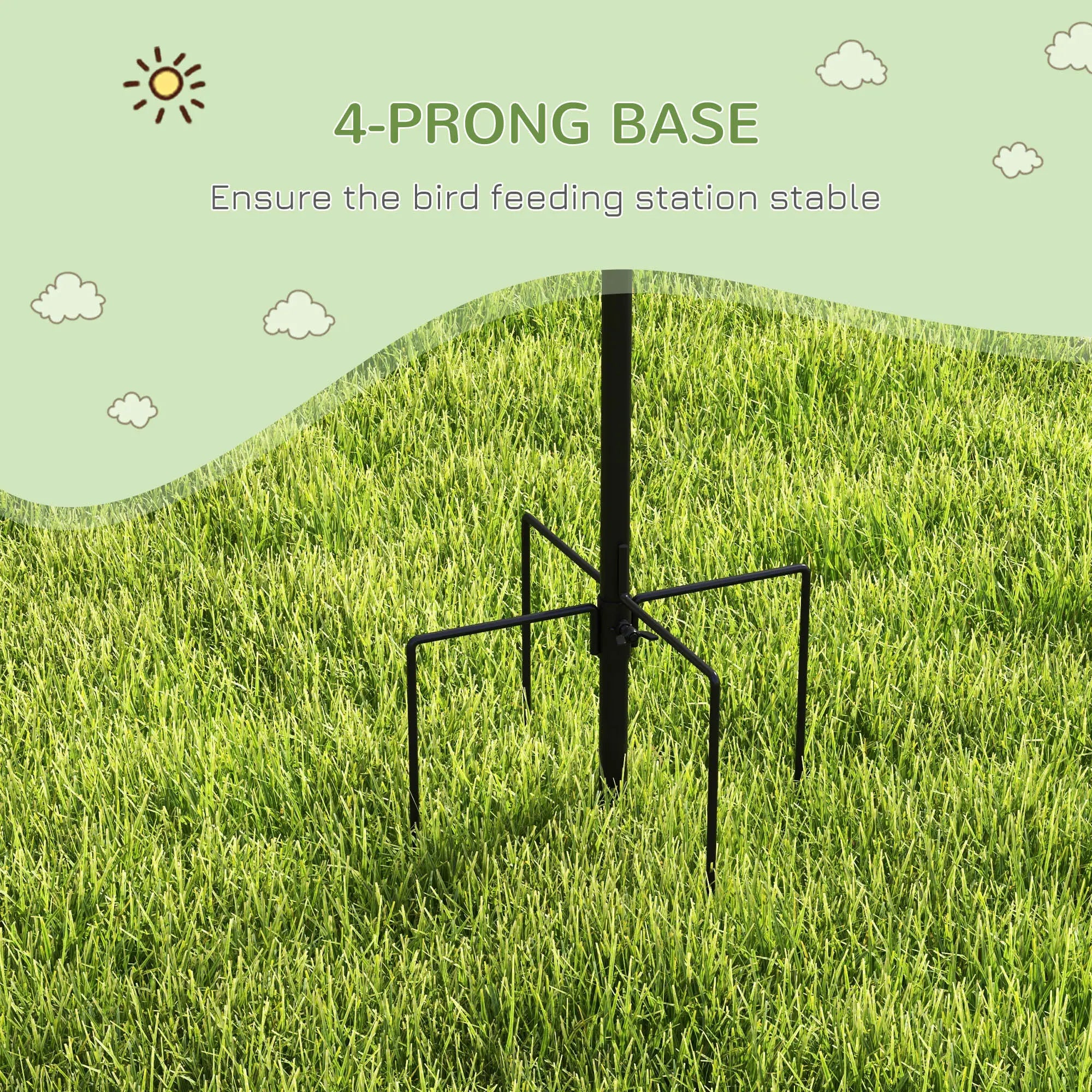 Bird Feeding Station Kit, Wild Bird Feeder Pole with 6 Hooks, 4 Hanging Feeders for Peanuts, Seed, Fat Balls, for Garden, Outdoor, Black