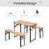 Portable Folding Camping Picnic Trestle Beer Table and Bench Set Garden BBQ Chairs Stools Wooden Wood (120cm(L) x 25cm(W) x 46cm(H))