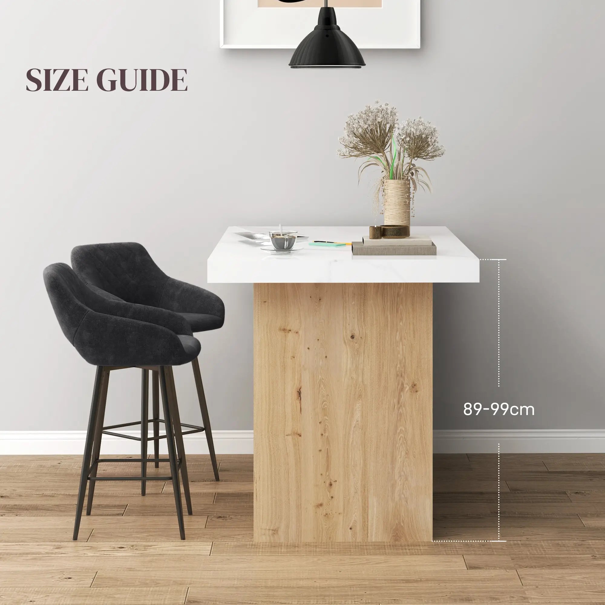 Set of Two Velvet-Feel Bar Stools - Grey