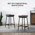 Breakfast Bar Stools Set of 2, Microfibre Upholstered Barstools, Industrial Bar Chairs with Curved Seat and Steel Frame for Dining Room, Kitchen, Grey