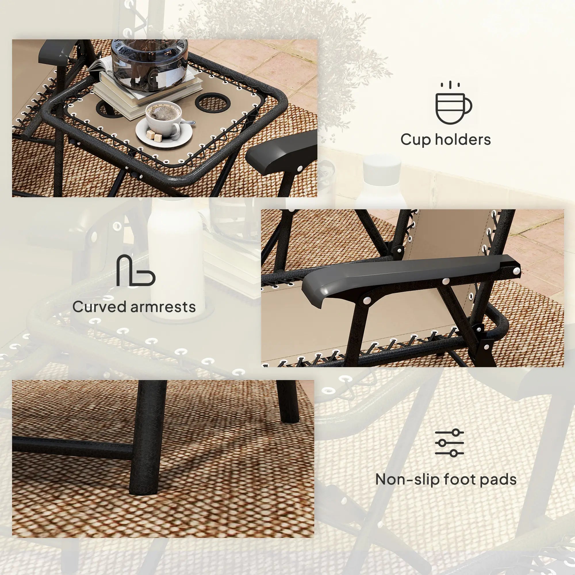 Three-Piece Garden Table and Chair Set - Khaki