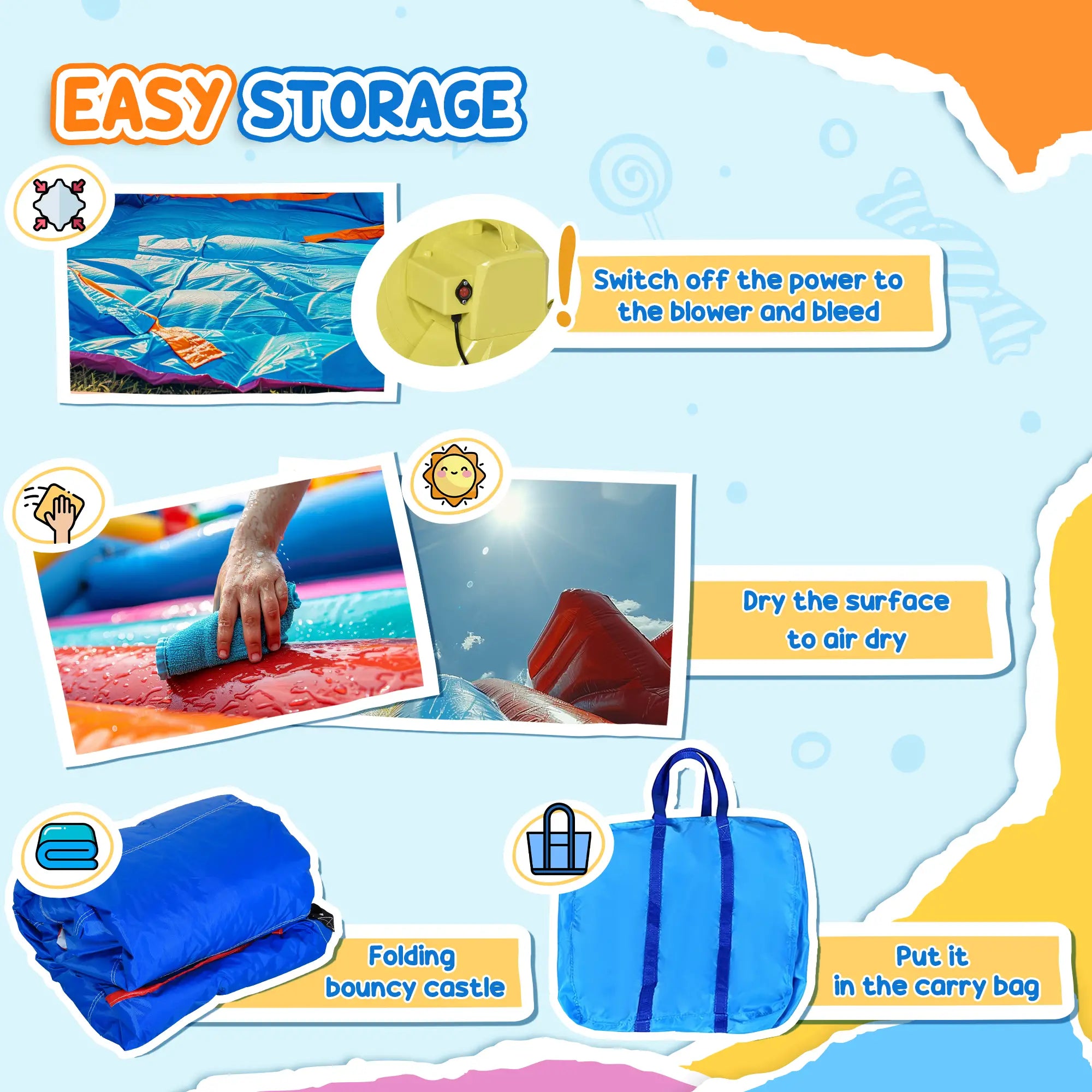 Kids Bounce Castle Inflatable House with Trampoline Pool Climbing Wall with Inflator Carrybag, 2.8 x 1.7 x 1.55m