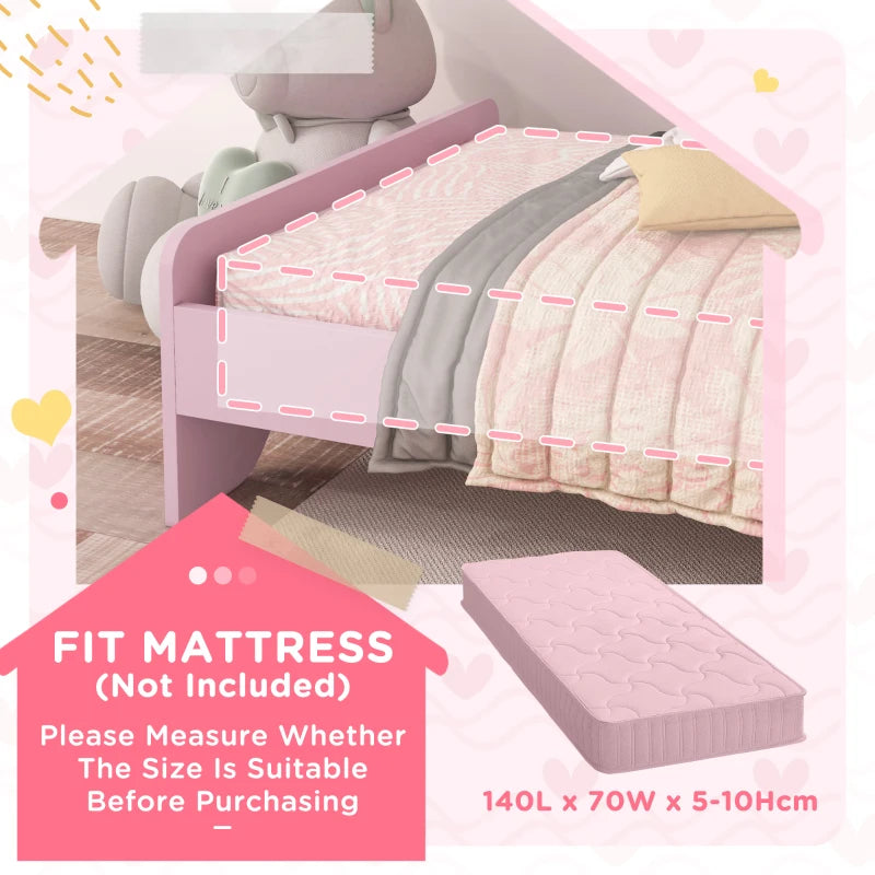 Toddler Bed Frame, Princess Bed for Kids, Cloud-Design, 143 x 74 x 55cm - Pink