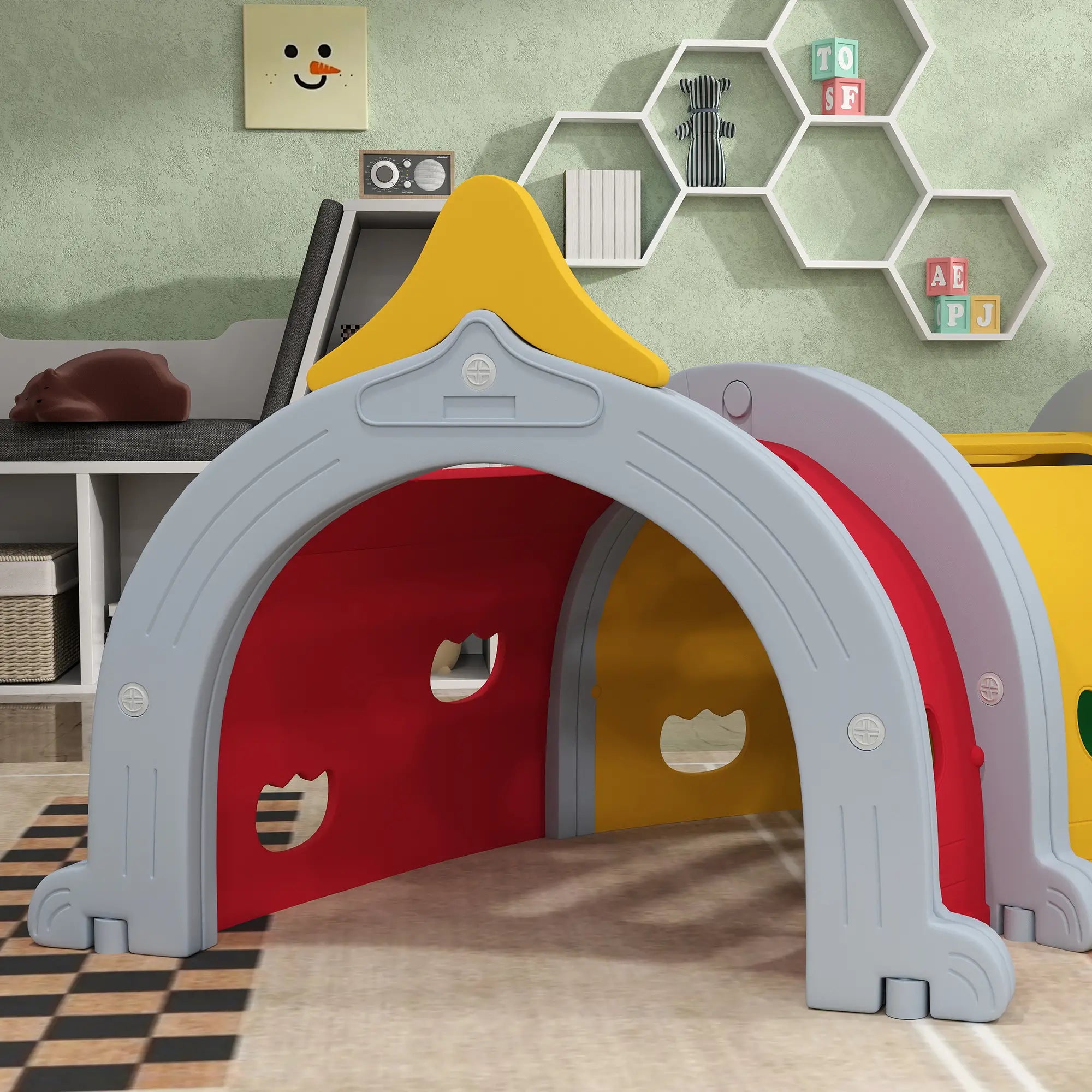 Kids Play Tunnel for 3-6 Years Crawl and Climb, Lion Design, Indoor & Outdoor
