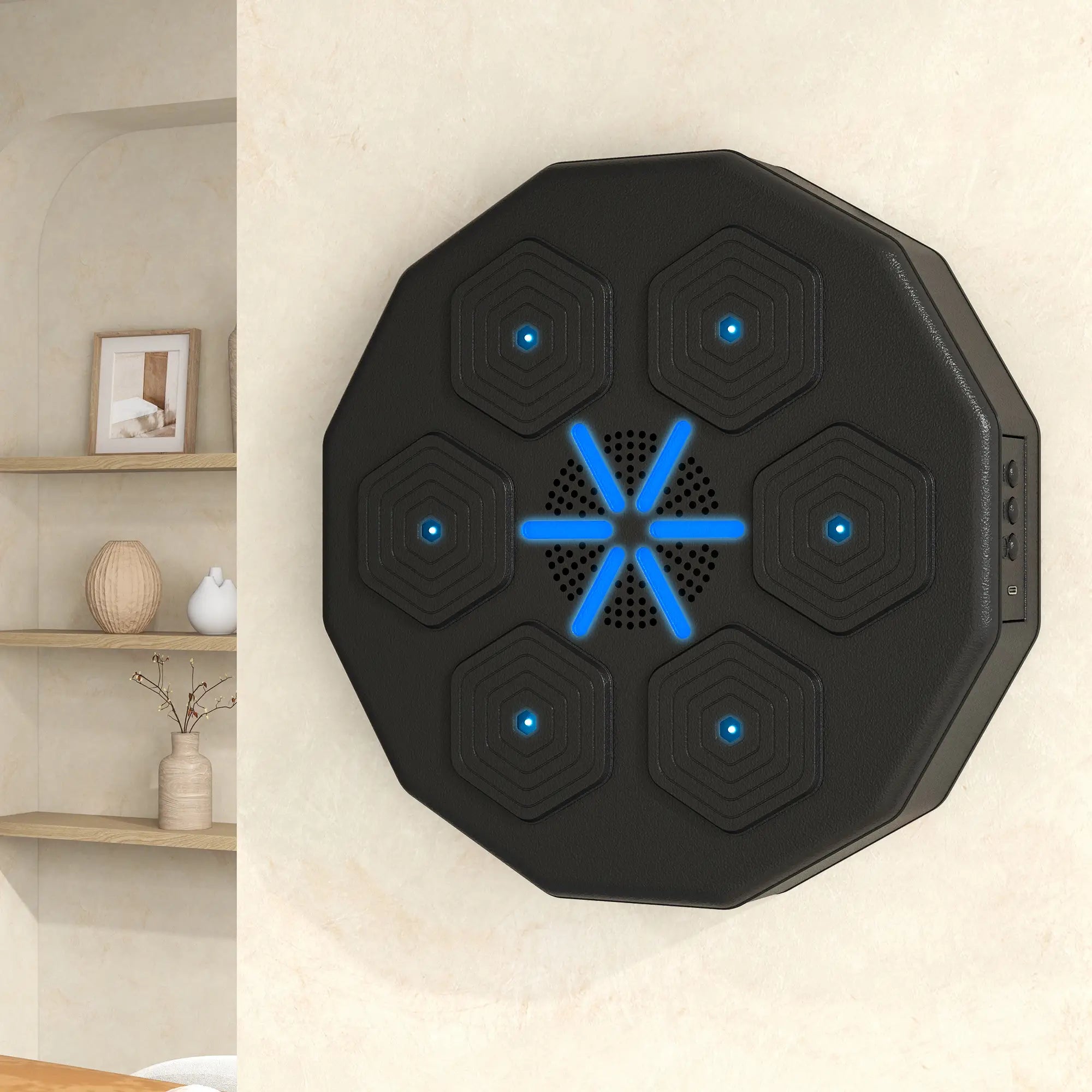 Music Boxing Machine with Bluetooth Connection and LED Light Smart, Wall Mounted for Punching Beat Boxing Training