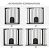 Dog Gate with Cat Flap Pet Safety Gate Barrier, Stair Pressure Fit, Auto Close, Double Locking, for Doorways, Hallways, 75-103 cm Black