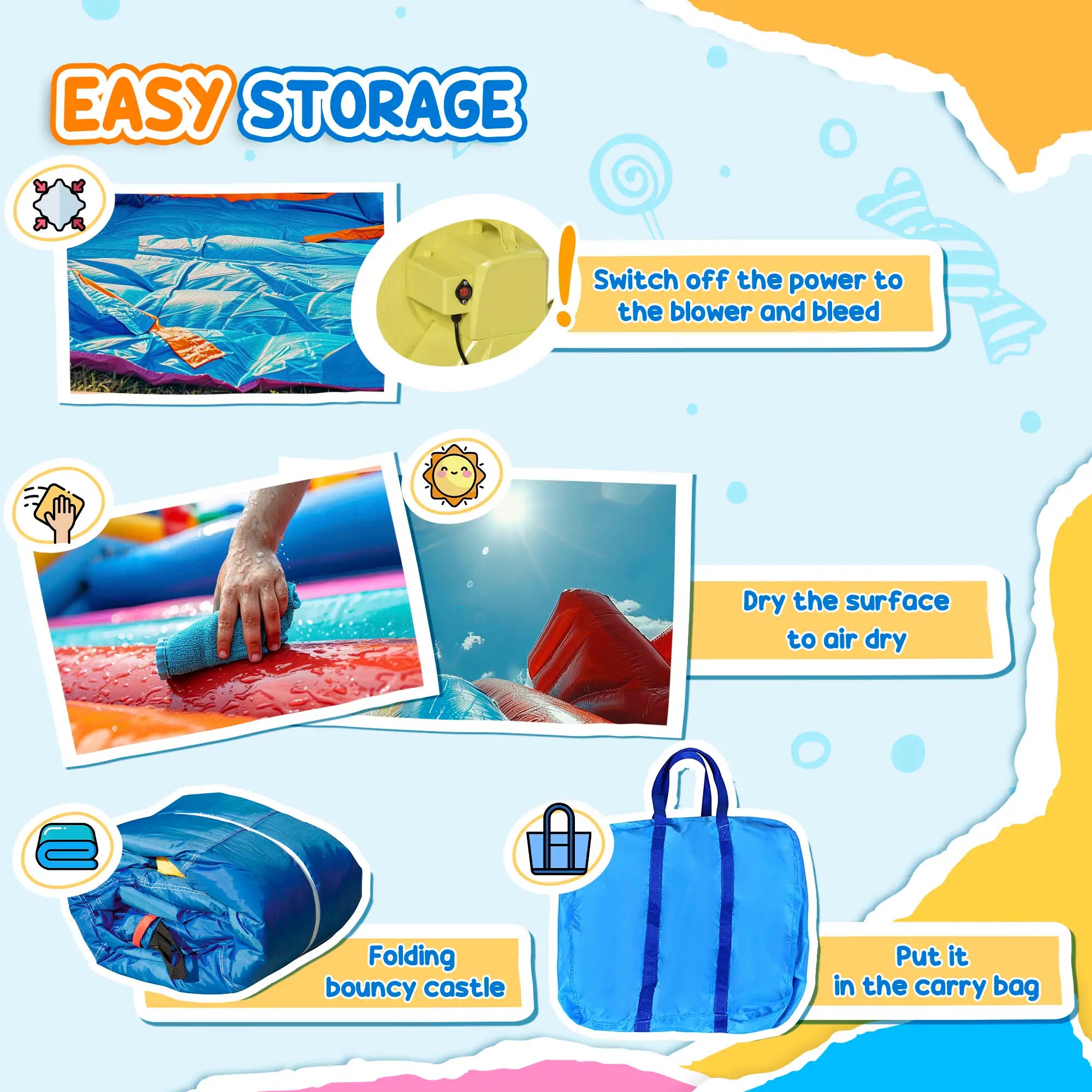 4 in 1 Kids Bouncy Castle Extra Large Double Slides & Trampoline Design Inflatable House Pool Climbing Wall with Blower Carrybag for Kids Age 3-8, 3.8 x 3.7 x 2.3m