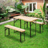 Portable Folding Camping Picnic Trestle Beer Table and Bench Set Garden BBQ Chairs Stools Wooden Wood (120cm(L) x 25cm(W) x 46cm(H))
