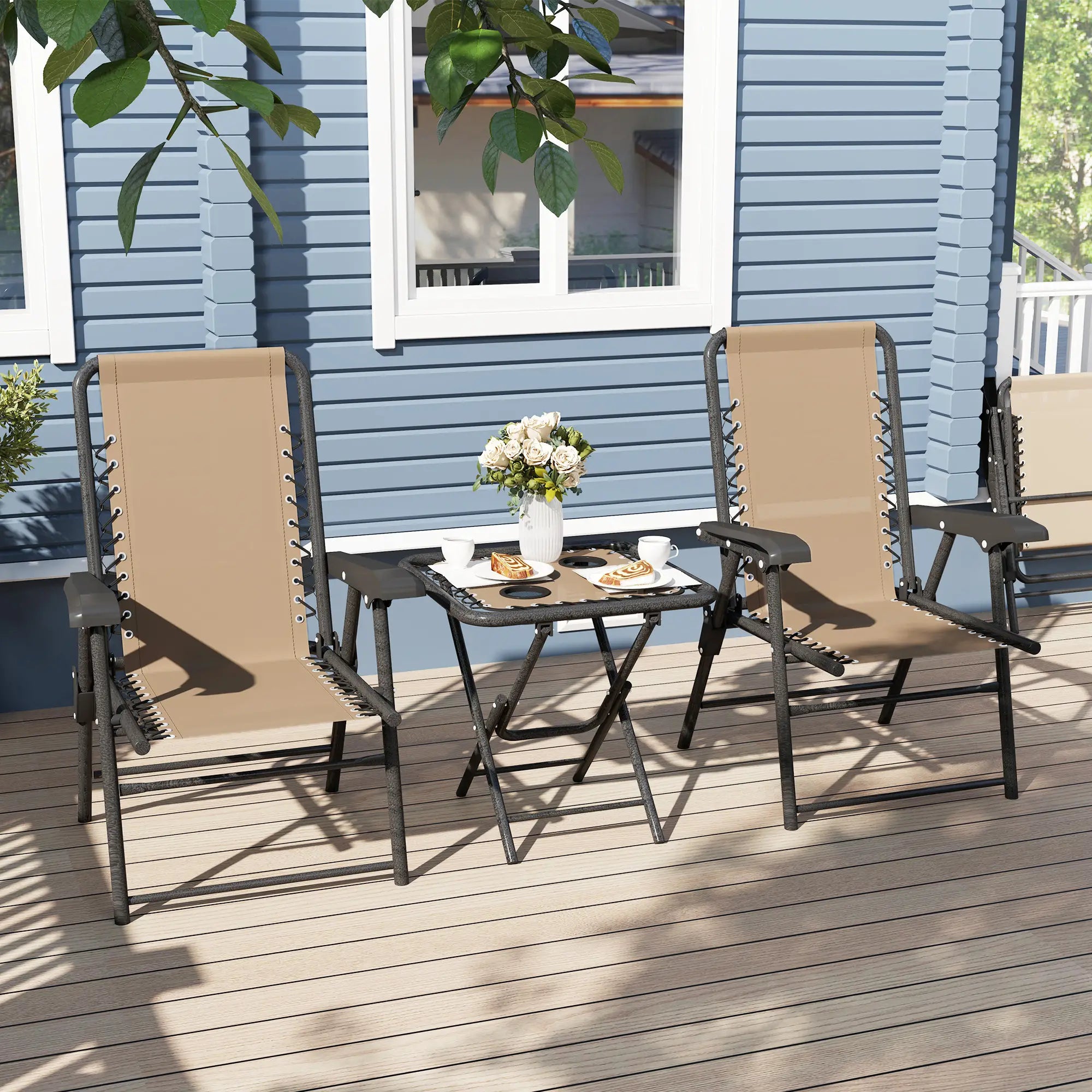 Three-Piece Garden Table and Chair Set - Khaki