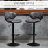 Adjustable Bar Stools Set of 2, Swivel Leathaire Upholstered Barstools with Large Seat, Breakfast Bar Chairs with Back, Footrest and Steel Base, Dark Grey