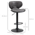 Adjustable Bar Stools Set of 2, Swivel Leathaire Upholstered Barstools with Large Seat, Breakfast Bar Chairs with Back, Footrest and Steel Base, Dark Grey