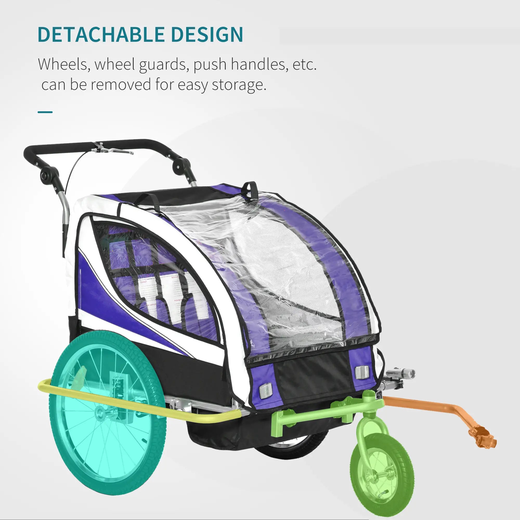 Baby Bike Trailer, Child Bicycle Trailer with 5 Point Harness, Steel Frame, Reflectors, Safety Flag, Hitch Coupler, Purple
