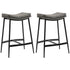 Breakfast Bar Stools Set of 2, Microfibre Upholstered Barstools, Industrial Bar Chairs with Curved Seat and Steel Frame for Dining Room, Kitchen, Grey