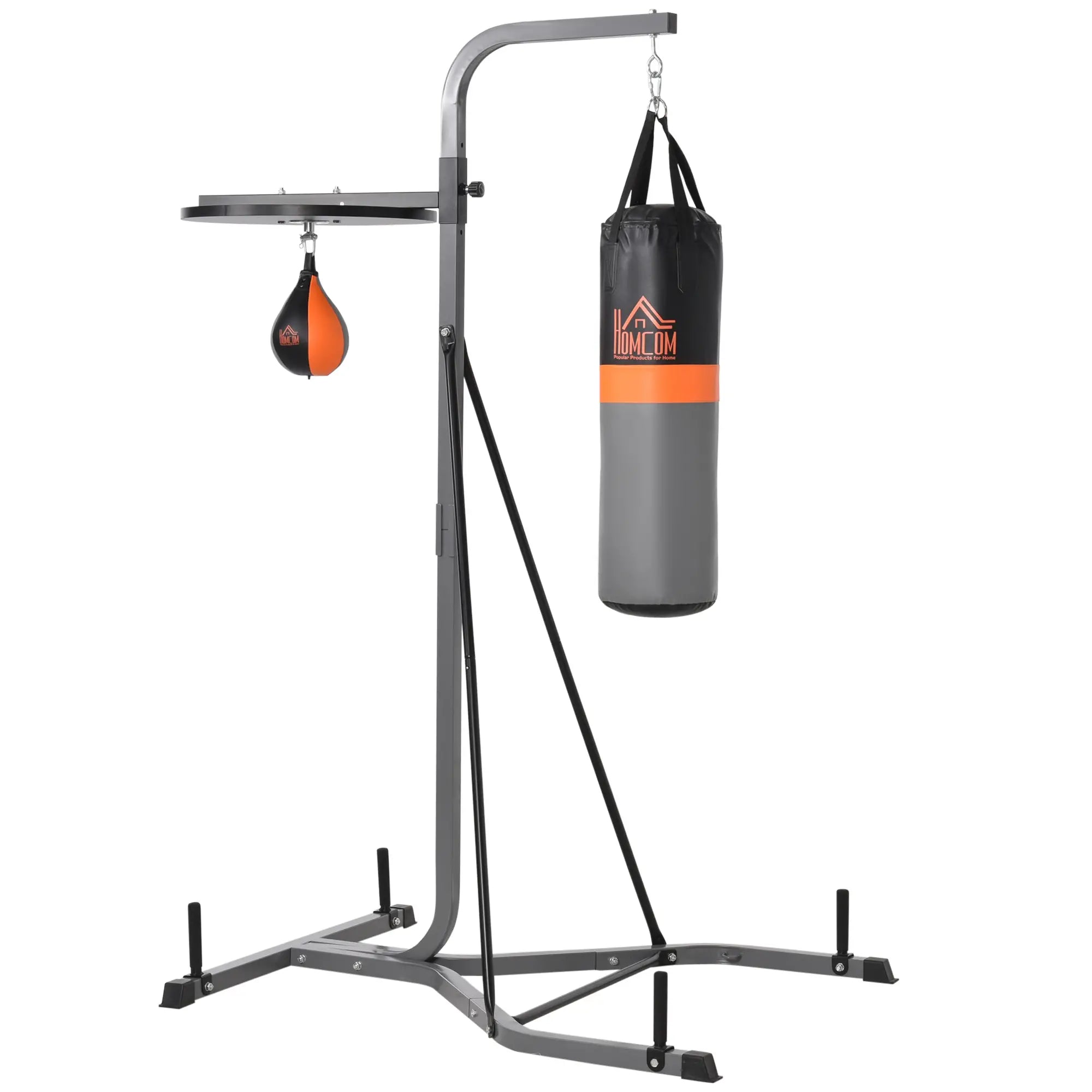 Freestanding Boxing Punch Bag & Speed ball Station, for Home Gym, Grey
