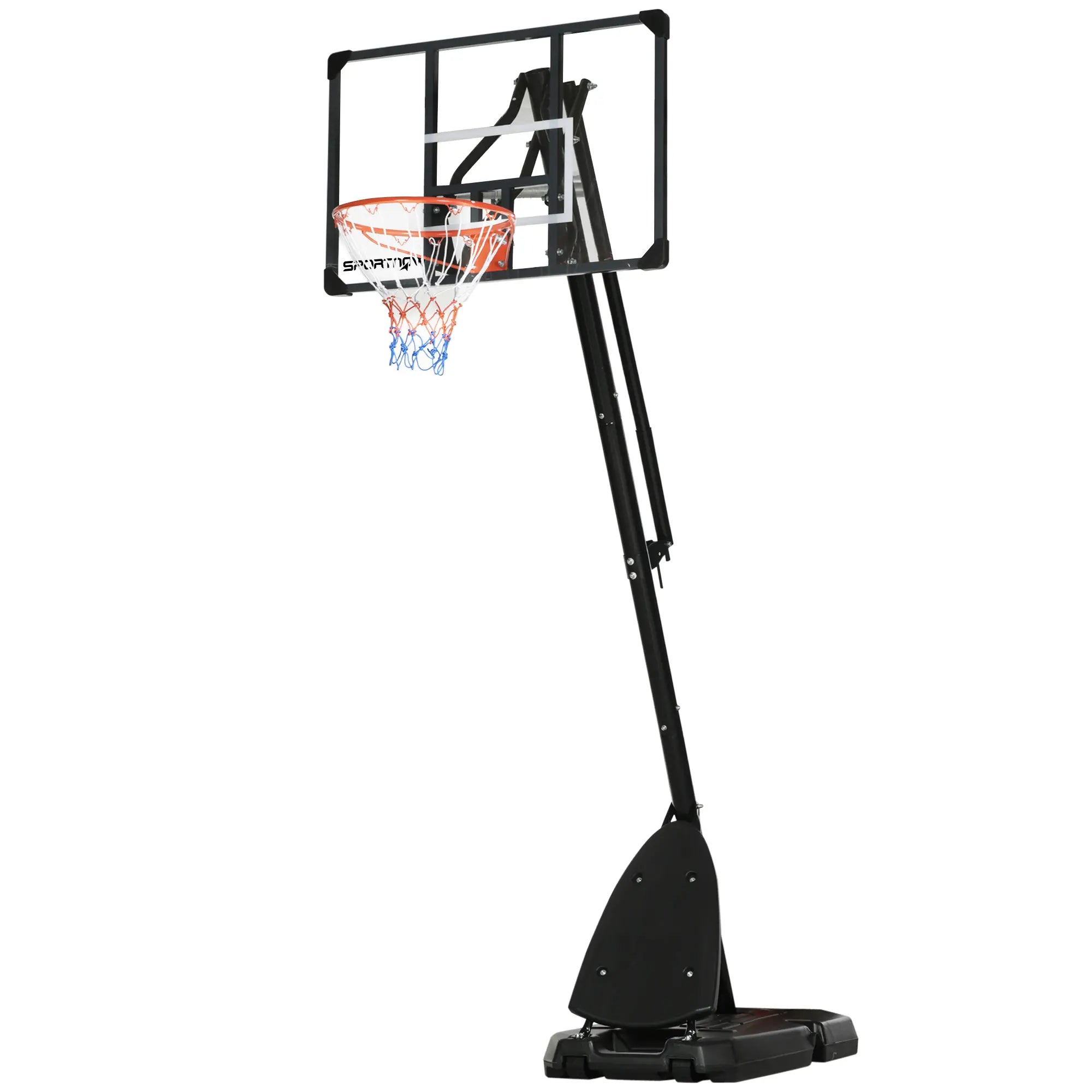 2.4-2.9m Adjustable Basketball Hoop and Stand with Weighted Base, Portable on Wheels, Black